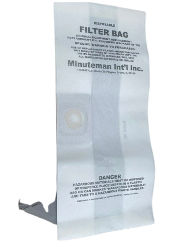 MINUTEMAN INTERNATIONAL 760598PKG Paper Filter Collection Bag, 15 Gal, Pack of 10